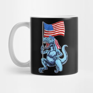 USA Flag Funny 4th Of July Dinosaur- Amerisaurus T Rex Mug